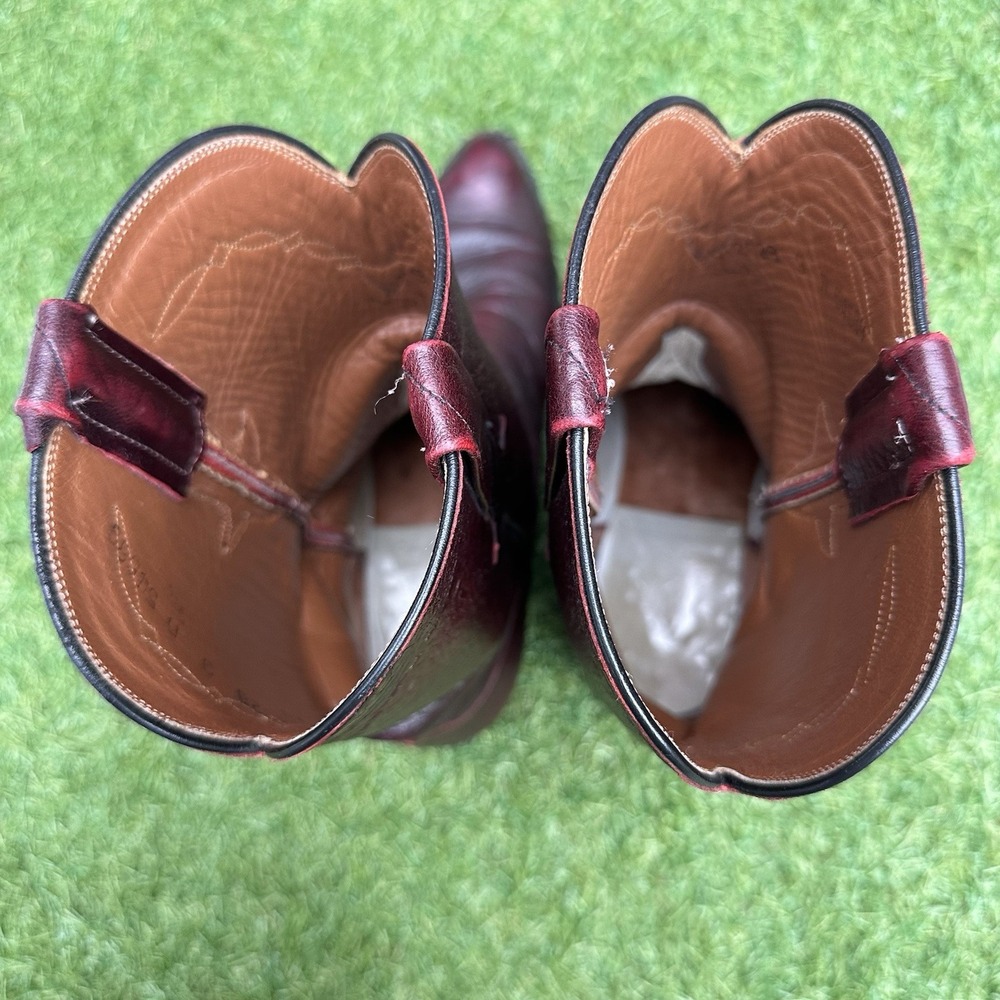 Vintage Lucchese Goatskin Roper Cowboy Boots Mens Size‎ 9 D Cherry Rodeo Western - Picture 13 of 16